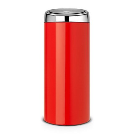 Мусорный бак Touch Bin (30 л), 31х72.5 см, красный Мусорный бак Touch Bin (30 л), 31х72.5 см, красныйМусорные баки<br>Высокий и вместительный мусорный бак Brabantia Touch Bin выглядит очень стильно. Дизайн бака позволяет ему не прятаться укромно в уголке, а занять любое удобное для вас место на кухне дома или в кабинете офиса. Эта модель не только красива, но и практична. Корпус изготовлен из нержавеющей стали и выкрашен в красный цвет. Благодаря системе Soft-Touch пользоваться баком удобно: легким движение руки вы мягко и бесшумно откроете и закроете крышку. У этой модели есть защитное основание из пластмассы, благодаря которому стальной корпус не царапает пол. Внутри бака устанавливается съемное пластиковое ведро, на которое надевается мусорный мешок. Для этой модели подходят мешки размера G. В корпусе съемного ведра есть специальные отверстия для вентиляции, и полный пакет с мусором благодаря этим отверстиям вынимается из ведра без образования вакуума.<br><br>Серия: Touch Bin