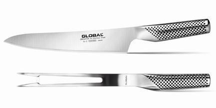 Нож для мяса с кухонной вилкой Global, 2 пр. Нож для мяса с кухонной вилкой Global, 2 пр.Наборы ножей<br><br><br>Серия: Global<br>Состав: Нож для мяса 21 см - 1 шт., Кухонная вилка - 1 шт.