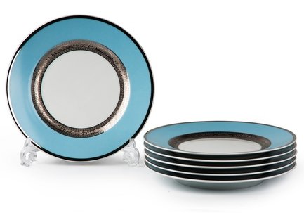 Набор тарелок Monaco Blue Turquoise, 22 см, 6 шт. 539117 1626 Tunisie Porcelaine