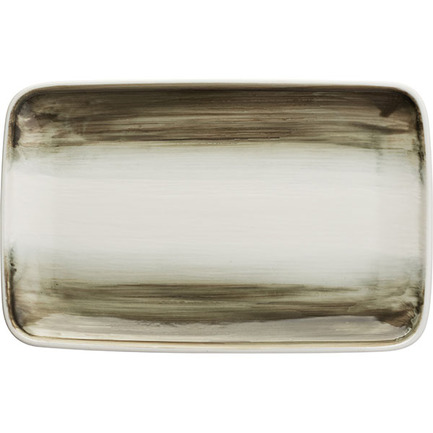 Тарелка закусочная Айсио прямоугольная, 28.1х17.9 см, бело-серая