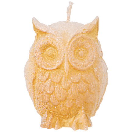 Свеча фигурная Сова, 5х4.5 см, белая с золотом