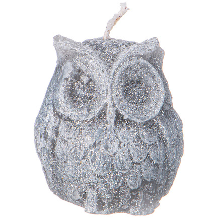 Свеча фигурная Сова, 5х4.5 см, серая с блеском