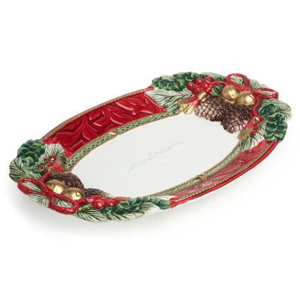 Блюдо овальное Celebration Шишки, 34х20.5х4 см, красное