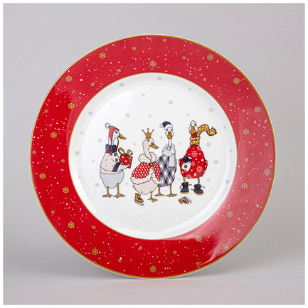 Тарелка обеденная Family Christmas, 25 см, красная