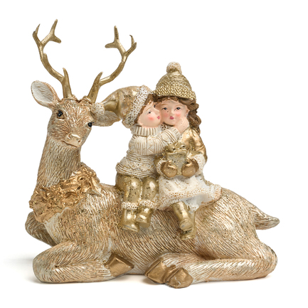 Статуэтка Дети на олене, 14.5х7х14 см