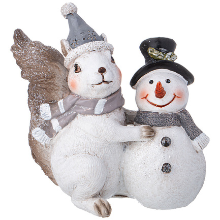 Фигурка Белка со Снеговиком, 14.5х7х14 см