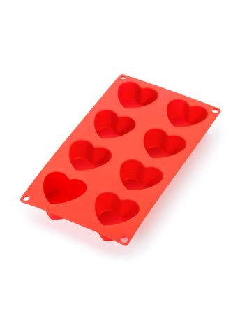 Форма для выпечки Сердечки Baking, 8 ячеек, 30х17.5 см, красная