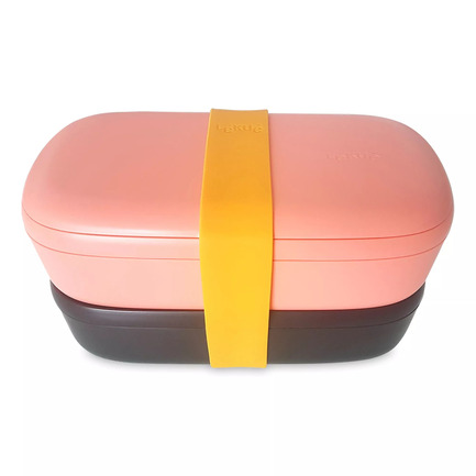 Ланч-бокс To Go (1 л), 19.2х10х11 см, черный/коралловый