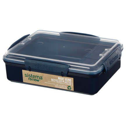 Ланч-бокс с разделителями Renew (975 мл), 19.7х15.8х5.8 см, синий