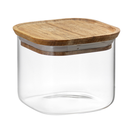 Банка для хранения квадратная Glass Acacia (600 мл), 9х10х10 см