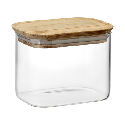 Банка для хранения прямоугольная Glass Acacia (600 мл), 9.5х12х7.8 см