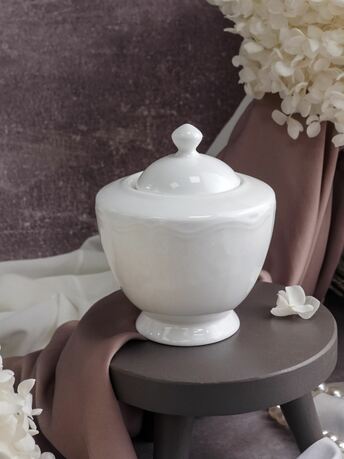 Сахарница с крышкой Grazia (350 мл), 10.2х12.5 см, белая