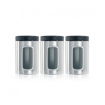 Brabantia Набор контейнеров с окном (1.4 л), стальные полированные, 3 шт. 247286 Brabantia Brabantia Набор контейнеров с окном (1.4 л), стальные полированные, 3 шт. 247286 Brabantia