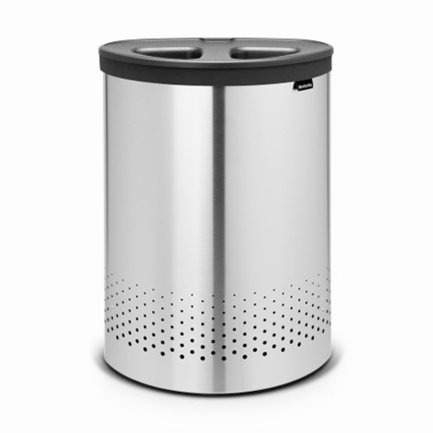 Brabantia Бак для белья двухсекционный с пластиковой крышкой (55 л), стальной матовый 105029 Brabantia