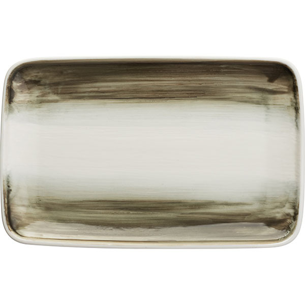 Тарелка закусочная Айсио прямоугольная, 28.1х17.9 см, бело-серая