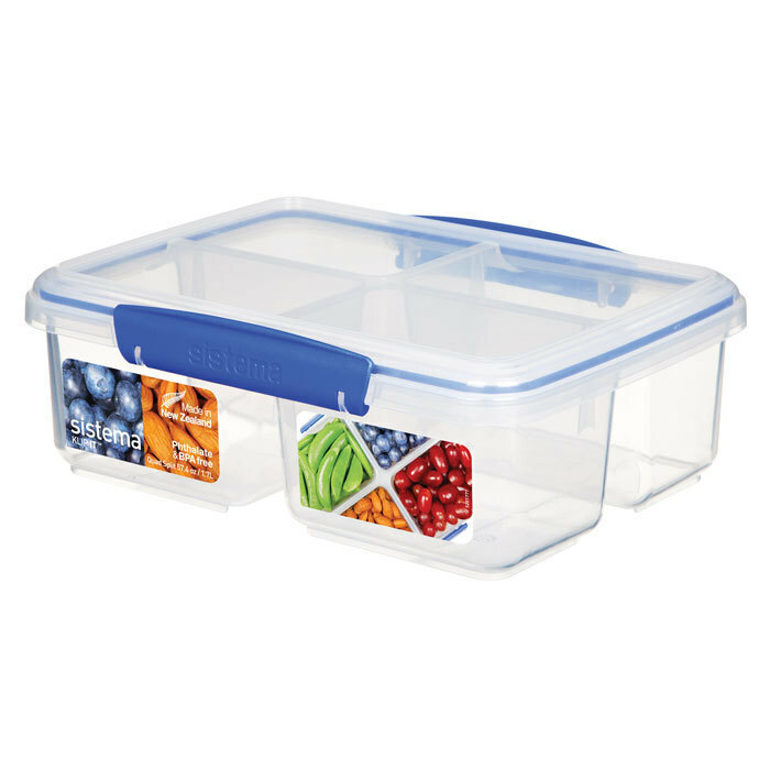 Контейнер прямоугольный четырехсекционный Klip-it (1.74 л), 23.4х17.4 см