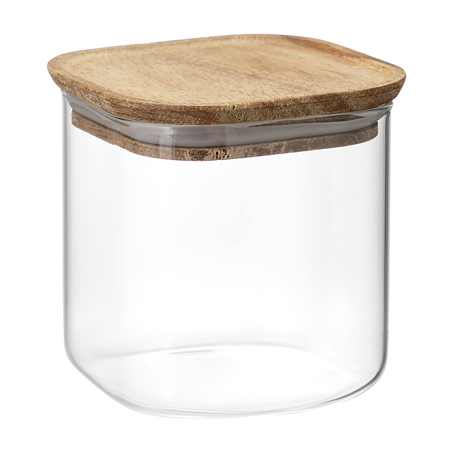 Банка для хранения квадратная Glass Acacia (800 мл), 10.7х10х10 см