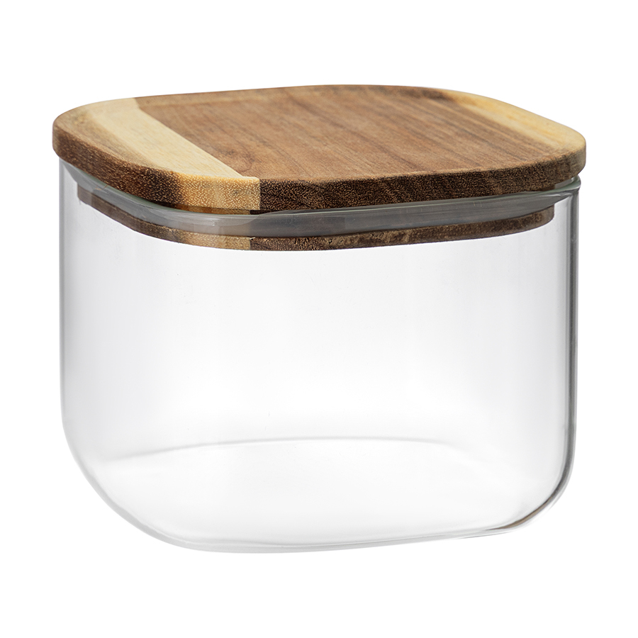 Банка для хранения квадратная Glass Acacia (1 л), 9.7х12х12 см