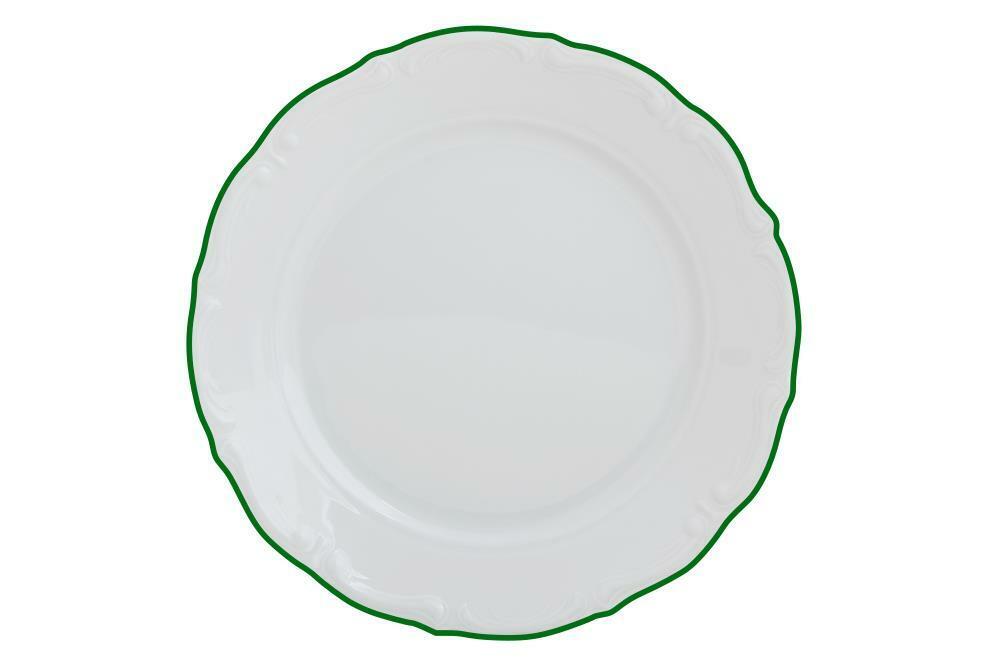 Тарелка обеденная Maria Green, 27 см, кант зеленый