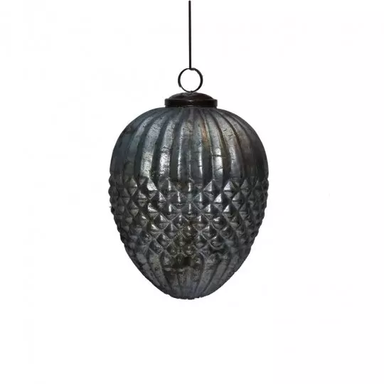 Новогодняя игрушка Шишка, 15х10 см, синий металлик