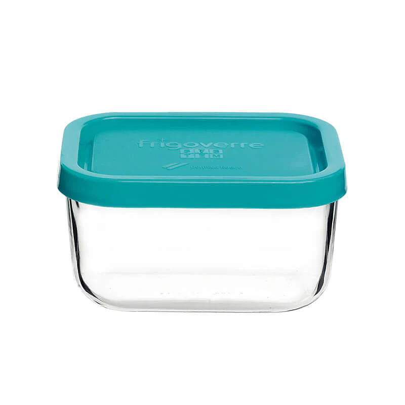 Контейнер Frigoverre Fun (500 мл), 13х10 см, с голубой крышкой, стекло натрий-кальций